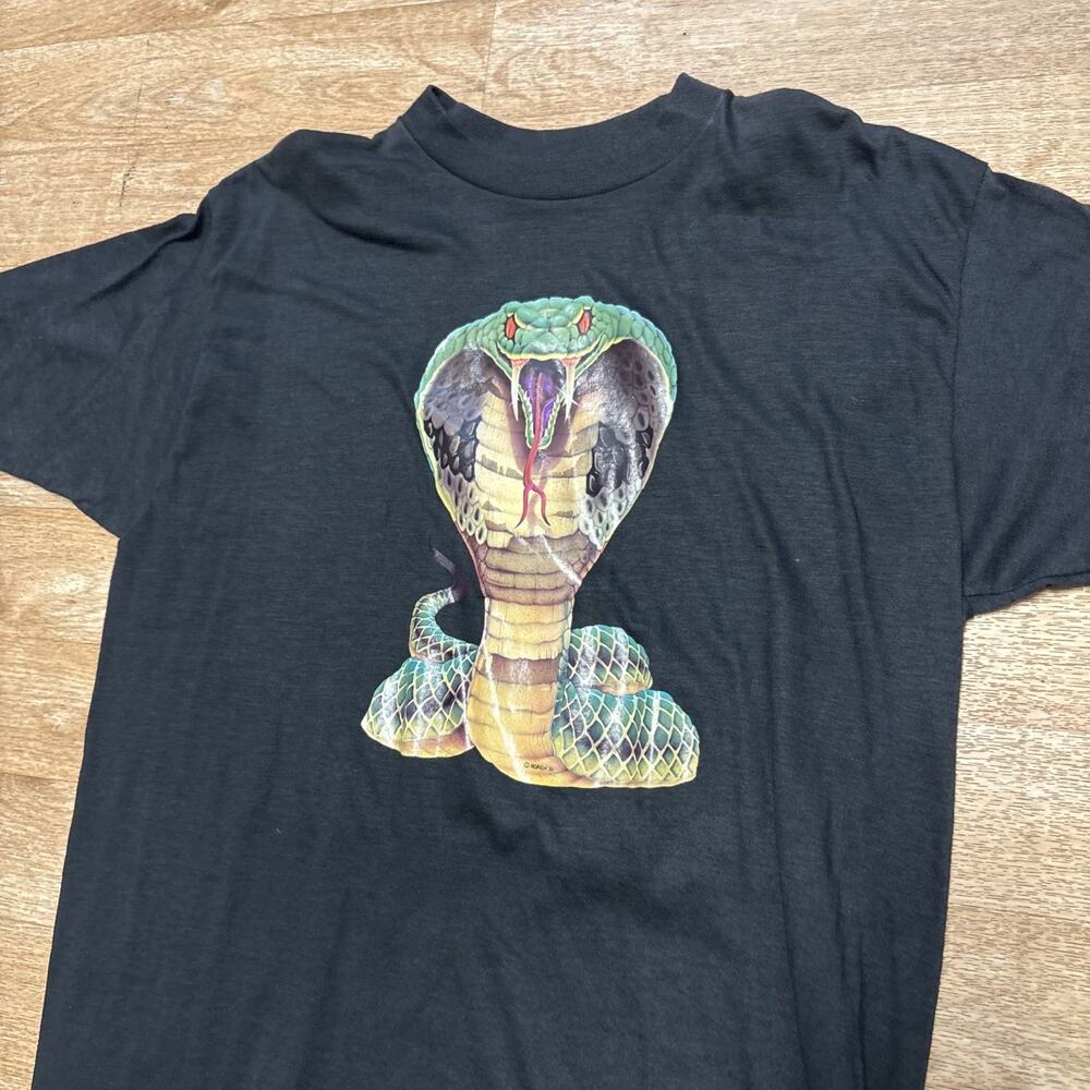 Vintage 80s Roach Cobra Snake T Shirt Bantam Single Stitch black XL 1980s 50/50